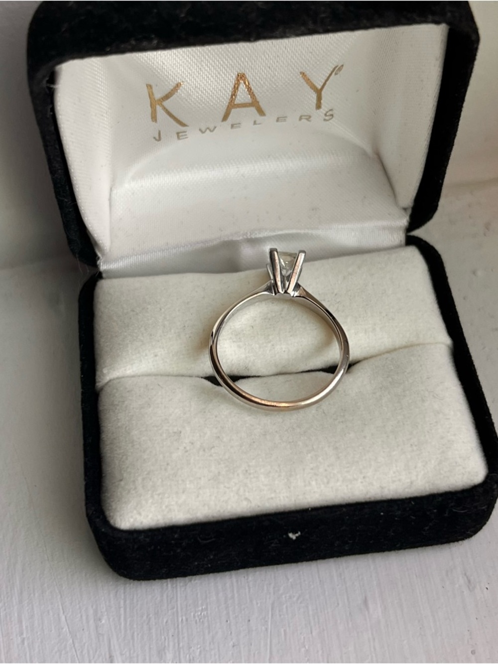 Kay Jewelers Silver Solitaire Ring with Clear Stone - Picture 2 of 5